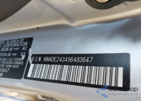 2009 Kia Rio5 Sx from USA, damaged, VIN KNADE243496483647